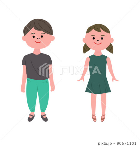 男の子と女の子のイラストセット 90671101