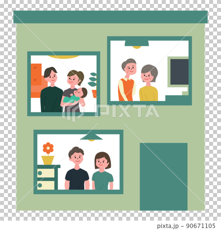 アパートに住む人たちのイラスト 90671105