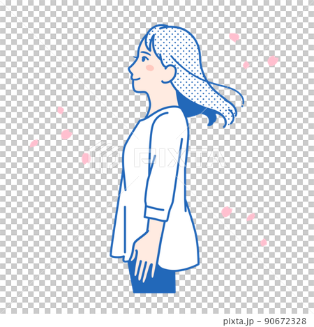 女性と桜のベクターイラスト素材 女性と桜のベクターイラスト素材 90672328