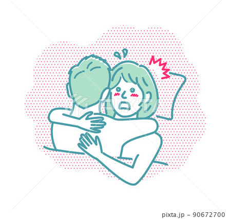 裸で抱き合う男女 上半身 (SEX ・セックス・性行為) / 焦る・驚く・戸惑う 裸で抱き合う男女 上半身 (SEX ・セックス・性行為) / 焦る・驚く・戸惑う 90672700