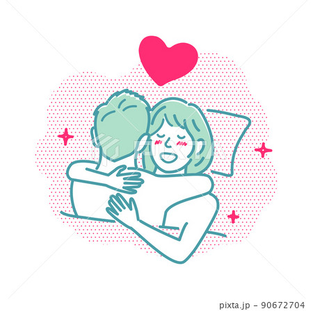 裸で抱き合う男女 上半身 (SEX ・セックス・性行為) / 喜び・幸せ・充足感・愛情 90672704
