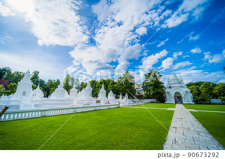 Wat Suan Dok is a Buddhist temple (Wat) at sunset sky is a major tourist attraction in Chiang Mai Northern Thailand.Travels in Southeast Asia,is Public places 90673292