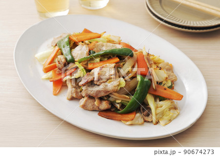 豚ロースを使った野菜炒め 豚ロースを使った野菜炒め 90674273