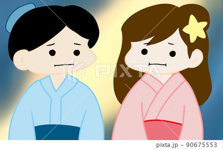 簡単な織り姫と彦星のイラスト 2 のイラスト素材