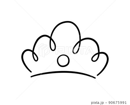 Hand drawn doodle crown. King crown sketch. Majestic tiara. King and queen royal diadem. Vector illustration isolated in doodle style on white background 90675991