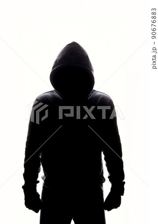 Man in Hood. Male silhouette Man in Hood. Male silhouette 90676883