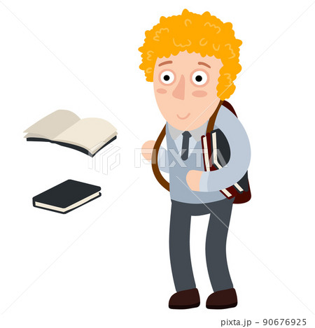 Schoolboy with backpack. Red hair boy. Schoolboy with backpack. Red hair boy. 90676925