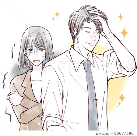 キザな男性にドン引きする女性 90677696