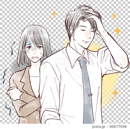 キザな男性にドン引きする女性 90677696