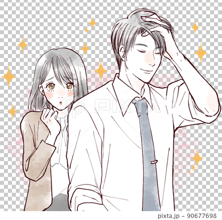 かっこいい男性に恋をする女性 90677698