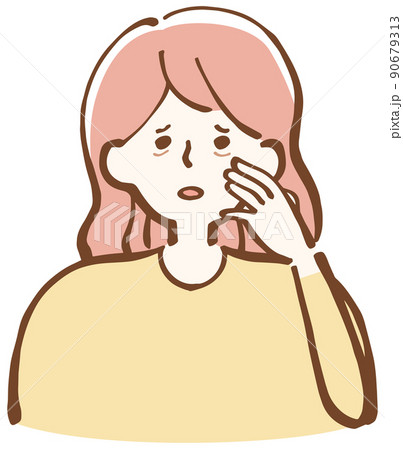 目元を気にする女性 困り顔 シンプルイラスト 目元を気にする女性 困り顔 シンプルイラスト 90679313