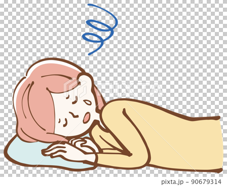 感覺不舒服的女人簡單的插圖 感覺不舒服的女人簡單的插圖 90679314