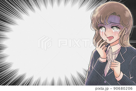 70年代の少女漫画風・怯える若い社員の心の声アイキャッチ 90680206