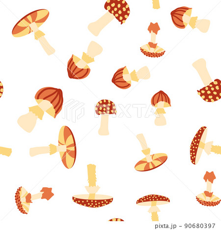 Magic mushrooms seamless pattern. Psychedelic hallucination. 60s hippie colorful art. Vintage psychedelic textile, fabric, wrapping, wallpaper. 90680397