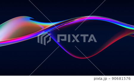 Abstract flow shape with rainbow reflections and refractions Abstract flow shape with rainbow reflections and refractions 90681576
