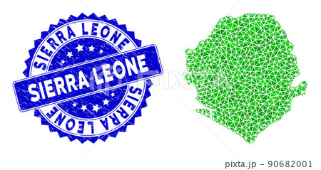 Rosette Distress Seal Imprint With Green Vector Triangle Filled Sierra Leone Map mosaic Rosette Distress Seal Imprint With Green Vector Triangle Filled Sierra Leone Map mosaic 90682001