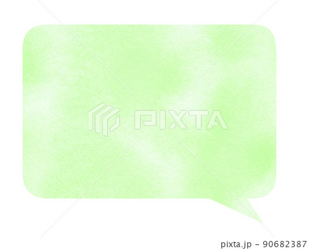 水彩で描かれた四角の吹き出し 塗り 黄緑色 パス付き 他色有り 90682387