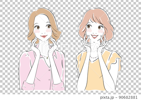 Two pretty women smiling Two pretty women smiling 90682881