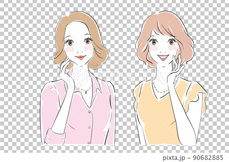 Two pretty women smiling Two pretty women smiling 90682885