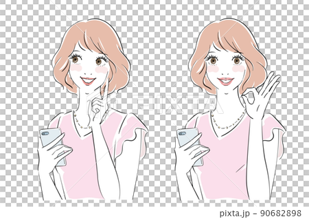 きれいな女性の表情パターン きれいな女性の表情パターン 90682898