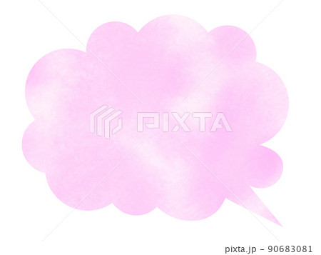水彩で描かれた雲みたいな吹き出し 塗り 桃色 パス付き 他色有り 90683081