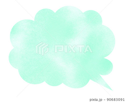 水彩で描かれた雲みたいな吹き出し 塗り 青緑色 パス付き 他色有り 水彩で描かれた雲みたいな吹き出し 塗り 青緑色 パス付き 他色有り 90683091