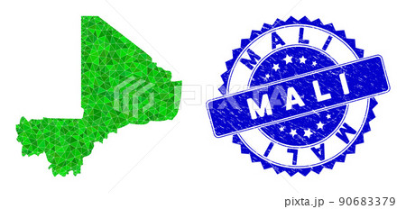 Rosette Scratched Seal Imprint And Green Vector Triangle Filled Mali Map mosaic Rosette Scratched Seal Imprint And Green Vector Triangle Filled Mali Map mosaic 90683379