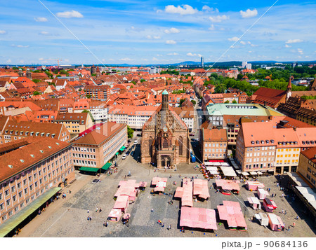 Nuremberg old town aerial panoramic view 90684136