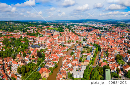 Bamberg old town aerial panoramic view Bamberg old town aerial panoramic view 90684208