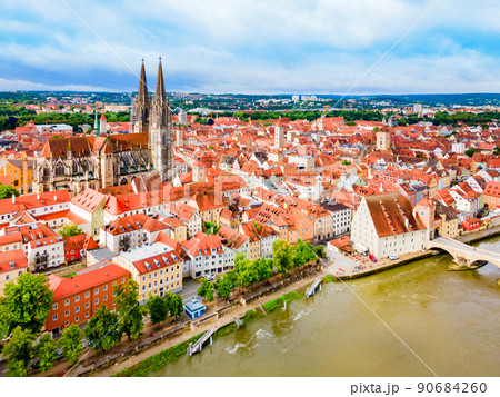Regensburg city aerial panoramic view, Germany Regensburg city aerial panoramic view, Germany 90684260
