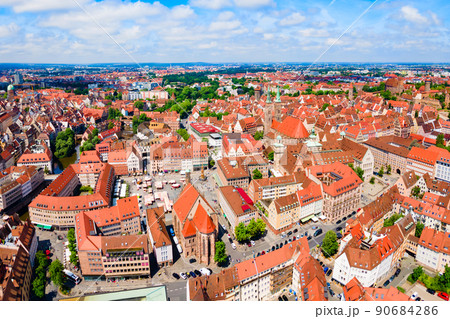 Nuremberg old town aerial panoramic view 90684286