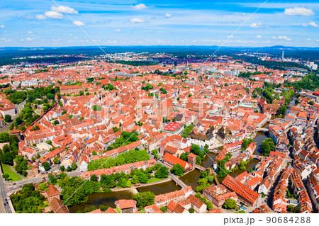 Nuremberg old town aerial panoramic view 90684288