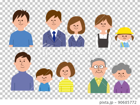 Generational people / children / adults / elderly people 90685772