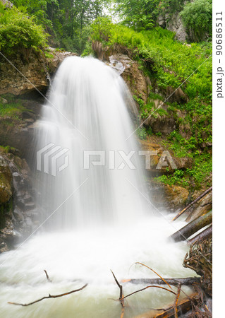 waterfall in Mendelikha Waterfall park, Rosa Khutor 90686511
