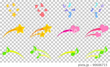 ウインクの表現「星」「ハート」「音符」_背景透過済みpng 90686715