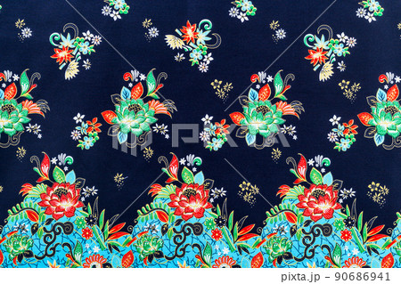 Batik sarong pattern background in Thailand, traditional batik sarong in Asian. 90686941