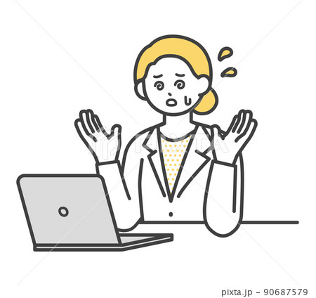 医療従事者がパソコンを操作するイラスト素材 90687579