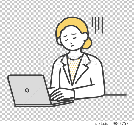 Illustration material for medical staff to operate a personal computer 90687581