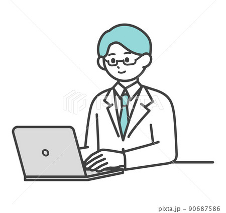 医療従事者がパソコンを操作するイラスト素材 90687586