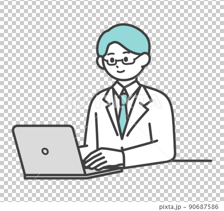 医療従事者がパソコンを操作するイラスト素材 90687586