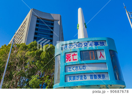 【東京の都市風景】警視庁と交通事故件数 90687678