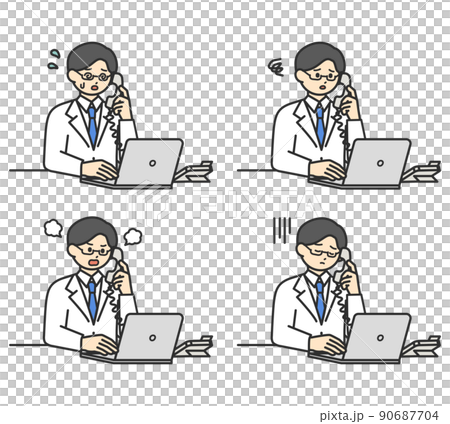 Illustration material for medical professionals to answer the phone 90687704