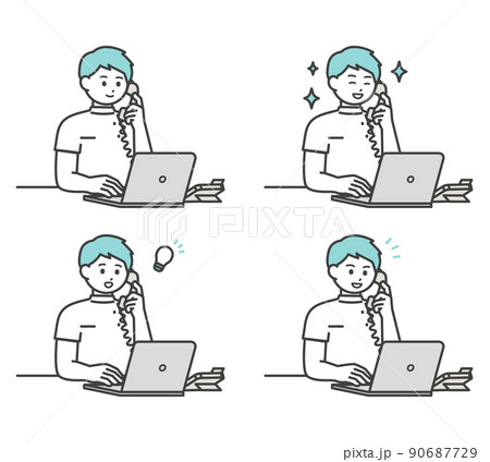 医療従事者が電話対応するイラスト素材 90687729