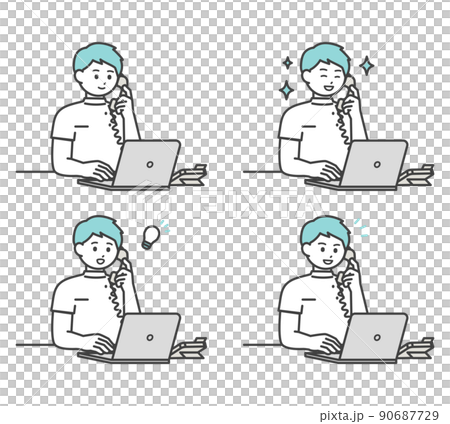 医療従事者が電話対応するイラスト素材 90687729
