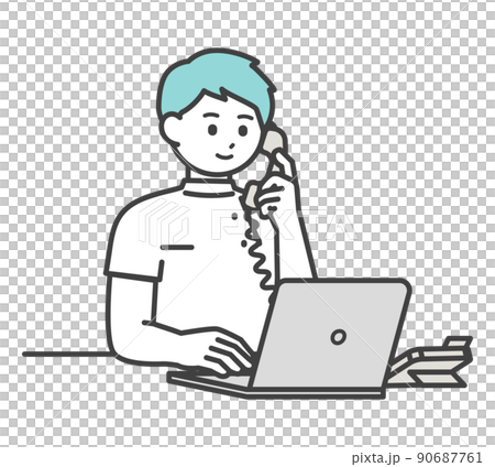 醫療專業人員接聽電話的插圖素材 90687761