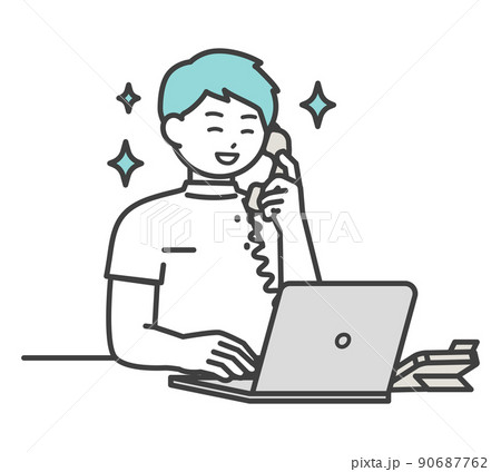 医療従事者が電話対応するイラスト素材 90687762