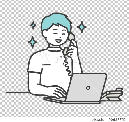 醫療專業人員接聽電話的插圖素材 90687762