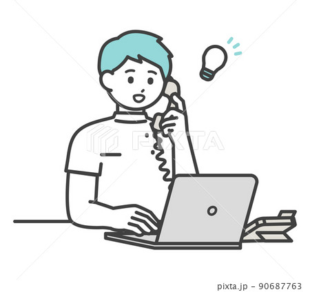 医療従事者が電話対応するイラスト素材 90687763