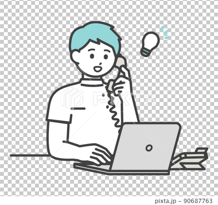 Illustration material for medical professionals to answer the phone 90687763
