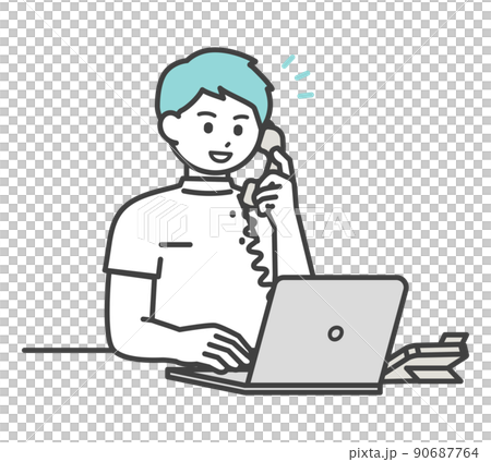 医療従事者が電話対応するイラスト素材 90687764